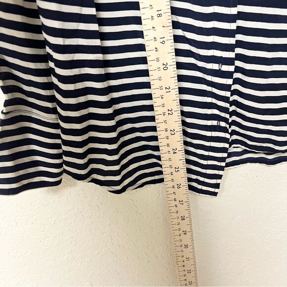 J. Crew Womens Size 0 Navy Cream Striped 100% Silk The Boy Shirt Button Down - Picture 2 of 6